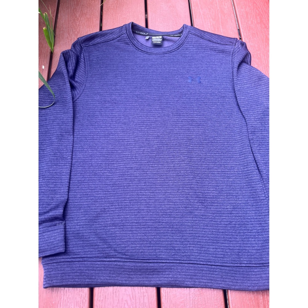 Under Armour Golf Storm Sweater Mens Medium Purple Ribbed Pullover Crewneck (161